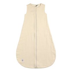 LÄSSIG Sac de couchage d'été pour bébé sans manches Coton mousseline certifié GOTS/Muslin Baby Sleeping Bag GOTS vanilla, 74/80