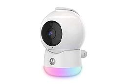 Motorola indoor Peekaboo Caméra Vidéo 1080p pour Bébé Wifi Full HD avec Veilleuse Température/Pan/Zoom/Inclinaison/Conversation Bidirectionnelle, Berceuses Stockage Local/Cloud Alexa/Google Blanc