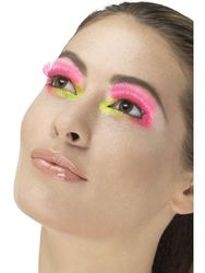 Smiffys Cils de fête années 80, rose fluo, contient de la colle
