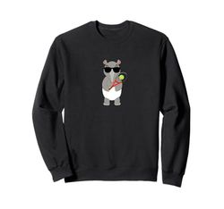 Funny Tapir Wearing Sunglasses Playing Tennis Sweatshirt