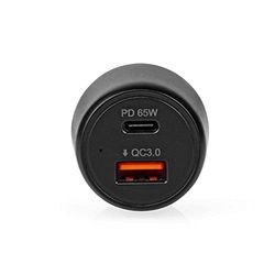 NEDIS | Cargador de Coche | 2.0/3.0/3.25 A | Número de Salidas: 2 | Tipo de conexión: USB-A/USB-C™ | 65 W | Selección automática de Voltaje | PD3.0 27W / PD3.0 36W / PD3.0 45W / PD3.0 65W