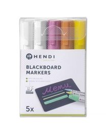 5-Delars Blackboard Marker Set, Vit/Rosa/Gul/Brons