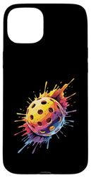 Pickleball Colorato Vernice Splash Art Sport Uomo Donna Custodia per iPhone 15 Plus