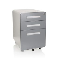 hjh OFFICE 743016 Rollcontainer Color Plus I - stål lådskåp med hjul, A4 hängande register, låsbar, Mycket stabil och robust konstruktion, Hängmappar i A4-format, Mått (B x D x H): 40,5 x 50 x 60,5 cm