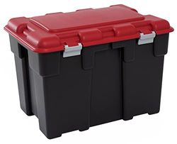 KETER Explorer Opbergkoffer, 185 l, multifunctionele box voor garage, knutselen, tuin, schuur, comfortabele ABS-handgrepen, deksel met volledige opening, 84,2 x 60,2 x 57 cm, zwart/rood