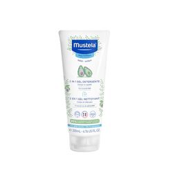 Mustela 2-in-1 Reinigingsgel, Lichaam en Haar, Voor Baby's, Kinderen, Geschikt voor de Hele Familie - Geschikt voor Buitenshuis, 95% Natuurlijke Ingrediënten (200ml)