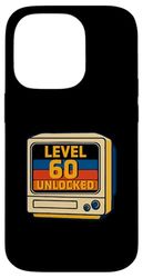 60th Birthday Level 60 Unlocked Funny Retro TV Monitor Movie Case for iPhone 14 Pro