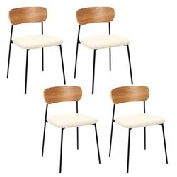 HOME DECO FACTORY, HD7621, Lot de 4 Chaises Bouclette Loki, Natural Crush, Mobilier, Assise, Chaise Fauteuil de Table, 46x78,3x48 cm, Hauteur Assise 48 cm, Marron Blanc Noir