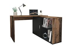 FMD Möbel Valley Bureau rectangulaire en Bois Style Ancien foncé/Noir P