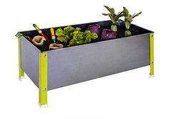 SimonRack Horto urbano, terraço exterior, orifícios de drenagem, capacidade de 100 l, medidas 410 x 900 x 400 mm, jardim metálico, verde/galvanizado -Simon Garden