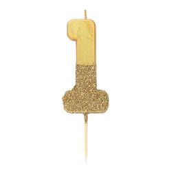 Gouden glitter nummer 1 verjaardagskaars Premium kwaliteit taarttopper decoratie Mooi, sprankelend voor kinderen, volwassenen, tieners, 1e verjaardagsfeestje, 18e, 21e, verjaardag mijlpaalleeftijd