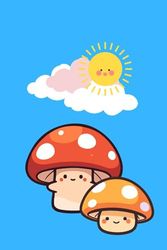 Cute Mushroom Happy Blank Lined Journal