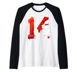 NÚMERO 14 AÑOS DE 14 DE NACIMIENTO Camiseta Manga Raglan