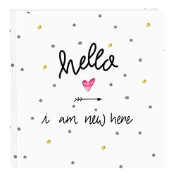 goldbuch Baby Photo Album Hello I am New Here, 30 x 31 cm, 60 Pages, Glassine Dividers, Art Print, White/Gold, 27 319
