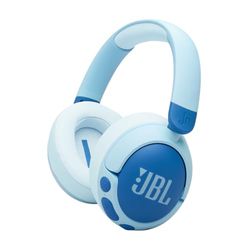 JBL Junior 470 NC Cuffie Over-Ear Bluetooth Wireless per Bambini, con Cancellazione Attiva del Rumore, Microfono Integrato, 50 Ore di Autonomia, Safe Sound, Limitatore Volume, Set Adesivi, Blu