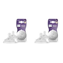Philips Avent Lot de 2 tétines pour biberon à Réponse Naturelle 0% BPA & Avent Lot de 2 tétines pour biberon à Réponse Naturelle 0% BPA, Débit 2 pour Bébé de 0 mois + (modèle SCY962/02)