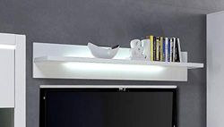 MJC Forte L-Light Étagère Murale, matériau en Bois, Blanc Brillant, 26 x 140 x 24 cm