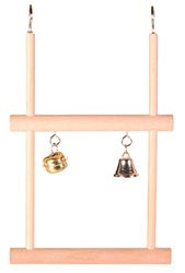 Trixie Wood Swinging Trapeze with Two Bells, Brown, 0.1KG, 12 x 20 cm