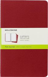 Moleskine Set de 3 cahiers pages blanches Grand format Couverture souple 13 x 21 Rouge