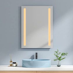 EMKE Miroir de Salle de Bain LED 60 x 80 cm avec lumière Blanche Chaude Miroir Mural