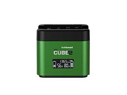Hähnel ProCube 2 - Cargador dúo DSLR - para FujiFilm - Enchufe EU/UK/USA - Cargador para baterías Fuji NP-W126S, NP-W235 - Puertos de Carga USB Integrados y Ranuras AA