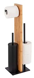 Wenko 25376100 Juego de Accesorios de Papel Higiénico Y de Repuesto Stand Lesina, Natural/Negro