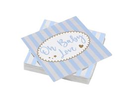 LE NAPPAGE ARTS DE LA TABLE 20 Serviettes en ouate 33x33cm 3plis Baby Love Bleu