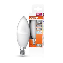 OSRAM Lampada LED classica di stella LED B60 per base E14, forma di candela, look Matt, 806 lumen, bianca diurna, 6500k, sostituzione per lampadine da 60w convenzionali, non dimmerabile, 1 pacco