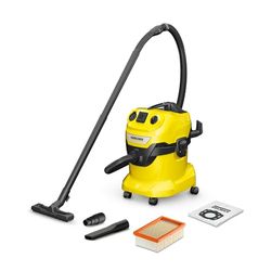 Kärcher Aspirateur Eau et Poussières WD 4 P V-20/5/22, Puissance : 1000W, Cuve Polypropylène : 20L, Flexible d'Aspiration : 2,2m, Soufflerie, Prise On/Off Auto, Filtre Plissé Plat, Sachet Filtre Ouate