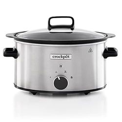 Crockpot Sizzle & Stew Slow Cooker | 3.5 L (3-4 People) | Removable Hob-Safe Bowl Sears Meat & Vegetables | Stainless Steel [CSC085]