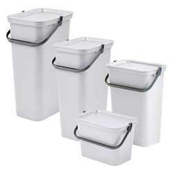 Tontarelli 4-delige set vuilnisemmers Moda, 5 l, 10 l, 25 l, 40 l, wit met handvat