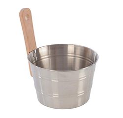 Eliga Secchio in acciaio inox con manico in legno, 83793, 4 litri