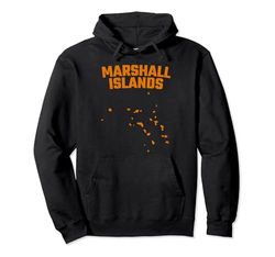 Isolated orange silhouette of a map of Marshall Islands Pullover Hoodie