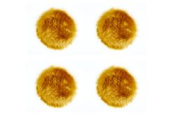 andiamo Ovium - Cojín Decorativo de Piel sintética con Relleno para Uso en el salón en Moderno Aspecto de Piel de Oveja, 34 cm, Redondo, Juego de 4 Unidades, Color Amarillo Mostaza