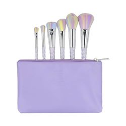 Ilu - Set Pennelli Trucco Unicorno 6 Pezzi Con Custodia Vegan in Pelle Pennelli Morbidi Sintetici Per Trucco Serale e Mattutino Applicazione Ombretto Fondotinta e Blush Elegante Pastello