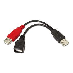 AISENS A101-0030 - USB-kabel (0,15 m, 2 x USB A, USB A, 2.0, zwart, rood)