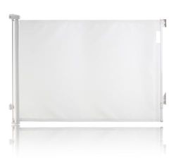 Dreambaby Retractable Safety Stair Gates for Baby, Dog Gate, Extra Wide Mesh Retractable Baby Gate fits up to 140cm, Tall 90cm, 2x EZY-Check Lock Indicators, Hardware Mount. Complies to EN1930, White