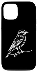 Custodia per iPhone 14 Pro Line Art - Pigliamosche dai lati olivicologo e uccello