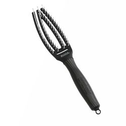 Olivia Garden Fingerbrush Care Iconic - Taille Small - Noir - Brosse à Cheveux en Poils de Nylon pour un Démêlage Doux & des Cheveux Sains