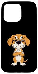 Grumpy Beagle Cartoon Animal Illustration Case for iPhone 15 Pro Max