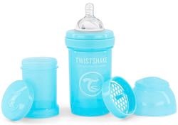 Twistshake Antikrampjes-Babyfles met Melkpoedercontainer en Mixer - 180ml | Gemiddelde Stroom Siliconen Borst-Achtige Tepel | BPA-vrije Fles voor Babymelk | Pasgeboren Baby's (0+) | Lichtblauw