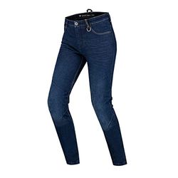 SHIMA DEVON Motorjeans - Geventileerde Stretch Slim Fit Biker-motorbroek met FiberQL Versterling-, knie- en heupbeschermers (donkerblauw, 28 LANG)