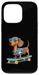 Dachshund on Skateboard in Sunglasses and Denim Vest Case for iPhone 13 Pro