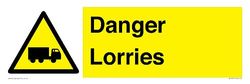 Danger Lorries Sign - 450x150mm - L41
