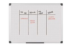 Bi-Office Maya Gridded Magnetic Aluminium Framed Whiteboard 120x90