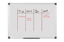 Bi-Office Maya whiteboard met roosters, droog afwasbaar, met aluminium frame, dubbelzijdig whiteboard, 180 x 120 cm, 90 x 60 cm