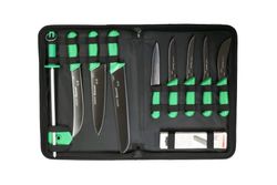 Starrett Professional Knife Set - 11 Pieces Stainless Steel Kitchen Chef Knifes - Green Handle