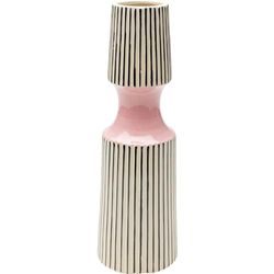 Kare Design vaas Calabria, roze, decoratieve vaas, bloemenvaas, porselein, handgemaakt, uniek, 41 cm (H)