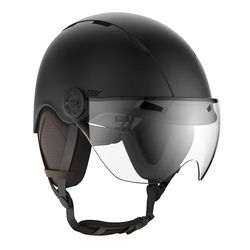 CASR Style - Stedelijke lifestylehelm voor fiets en elektrische step - Transparant vizier en afneembare oorbeschermers - Optimale comfort voor mannen en vrouwen - Metallic Zwart - Maat L