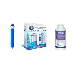 Membrana da 50 GPD + Confezione da 4 filtri osmosi + Igienizzante. Confezione composta da 1 Sedimento, 1 GAC Carbon, 1 Block Carbon e 1 Coconut Post Filter. Bbagua.